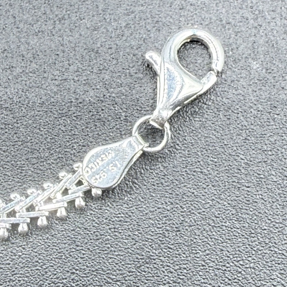 925 Sterling Silver Malachite Heart Link Chain Bracelet 8" Green Stone VTG - Picture 7 of 9